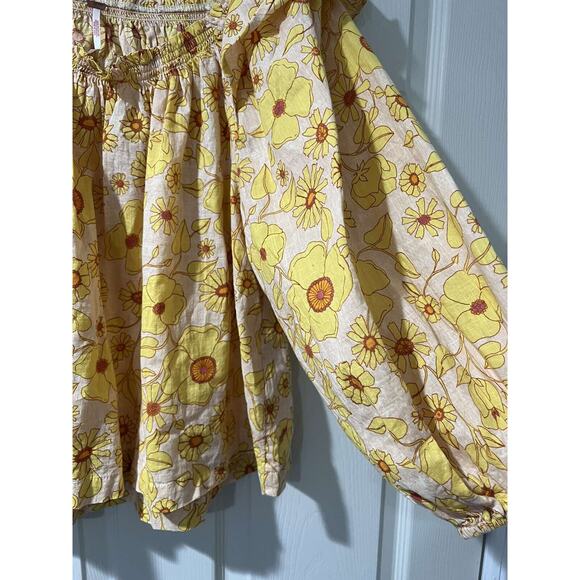 FREE PEOPLE Miss Daisy Cotton Printed Top Multicolor Petite S A001778 - Picture 5 of 12